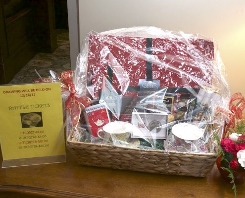 Community raffle basket display